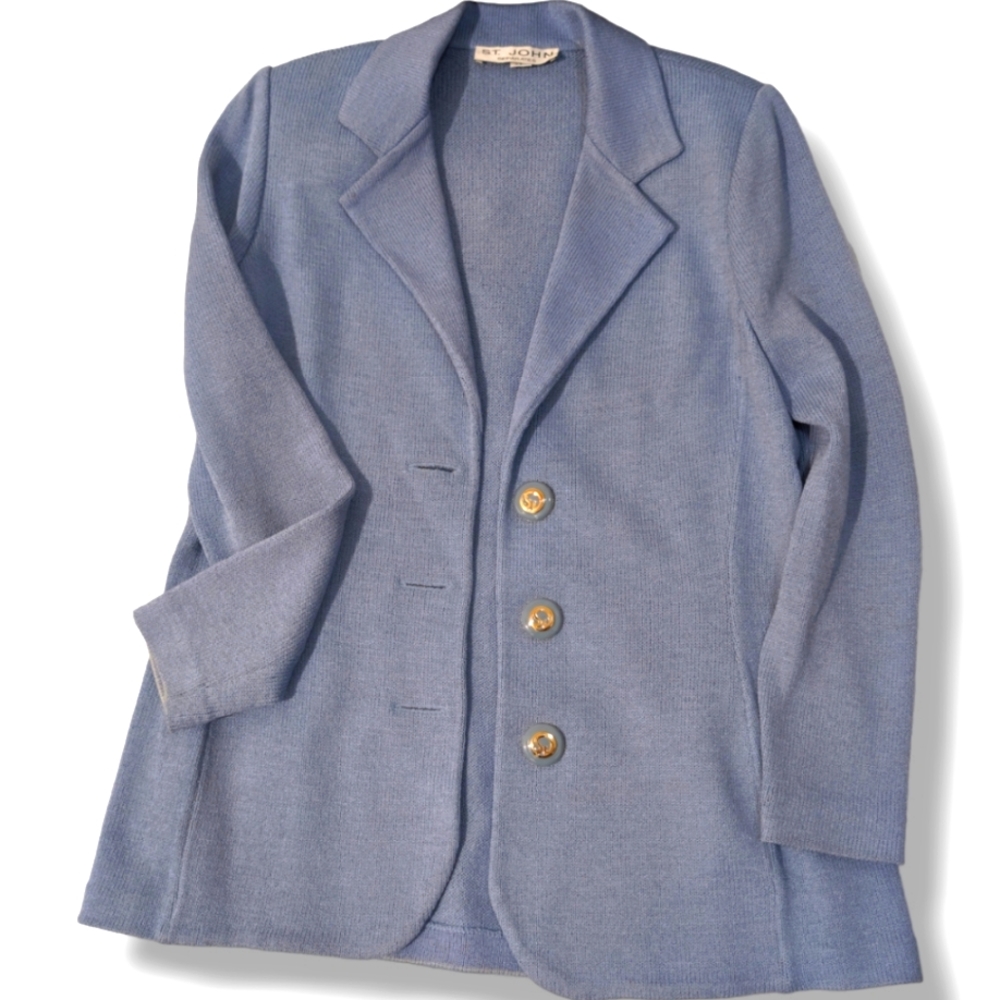 St John Knit Blazer Size Small Baby Blue